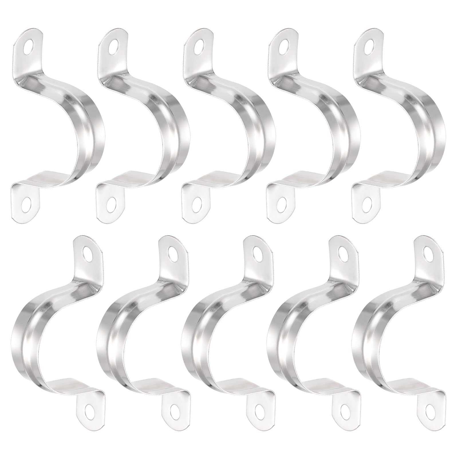 DTGN 18mm(W) Two Hole Strap - 16Pack - Good for Industrial 31mm Dia Pipe Fixing - 201 Stainless Steel Rigid Pipe Strap Clamp - Silver Tone