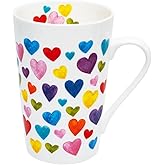 Glen Mila Heart Coffee Mug Heart Shaped Coffee Mugs Bone China Cute Coffee Mug Valentine's Day birthday Gifts for Her Women Mom Friends，13oz Coffee Mug