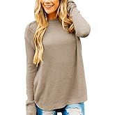 LEANI Women’s 2025 Long Sleeve Crew Neck Pullover Sweater Loose Casual Soft Knit Jumper Tops