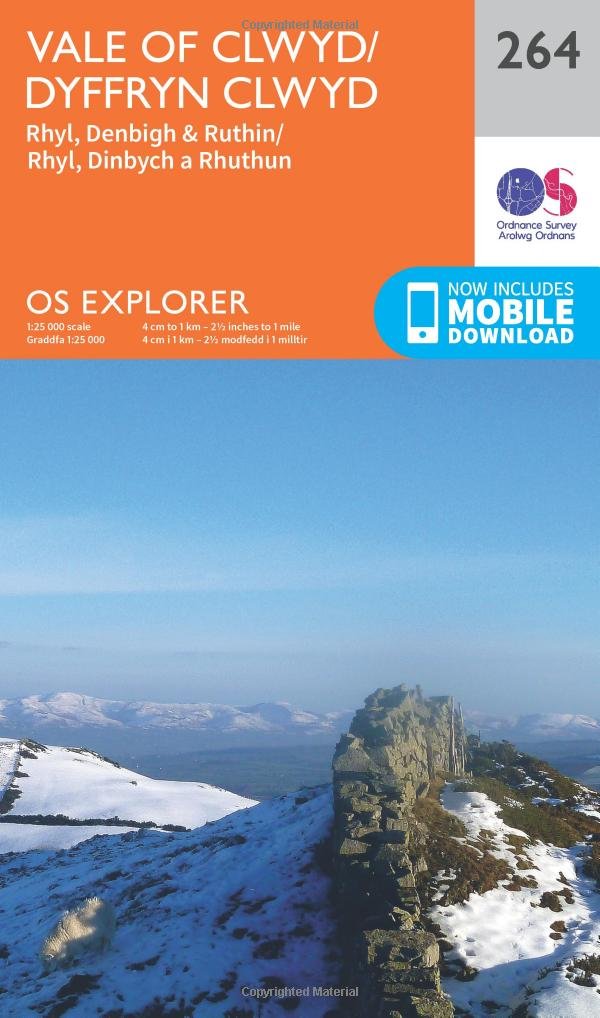 Vale of Clwyd/Dyffryn Clwyd Map | Rhyl, Denbigh & Ruthin/Rhyl, Dinbych a Rhuthun | Ordnance Survey | OS Explorer Map 264 | Wales | Walks | Hiking | Maps | Adventure