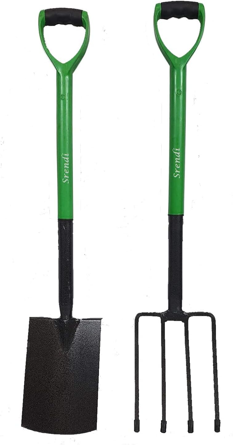 Easy Shopping Spade Fork Set Garden Rake Hoe Head Handled 2 pc