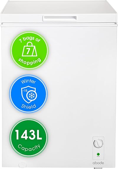 Abode Freestanding White Chest Freezer 143 L with Removable Basket