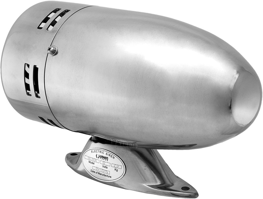 Vixen Horns Loud Old Fashion Motor Driven Stainless Steel Metal Alarm/Siren (Air Raid) Chrome 12V VXS-9070S