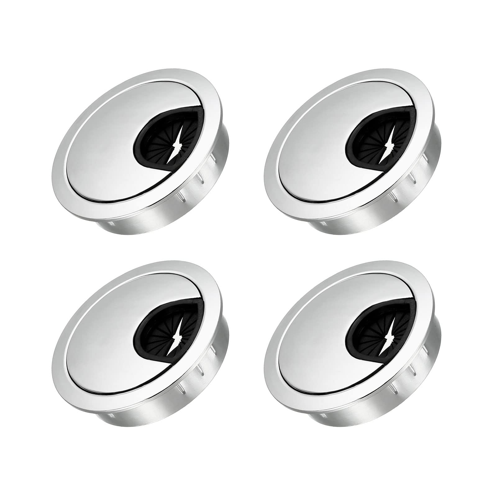 METALLIXITY Cable Cord Grommet (50mm/1.97") 4Pcs, Zinc Alloy Round Cable Hole Cover Wire Organizer - for Home Desk Cable Wire Management, Bright Silver