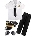 Puteraya Children Pilot Costume Set Captain Uniform Dress Up for Kids Boys Halloween Cosplay Pretend Role Play Theme Party