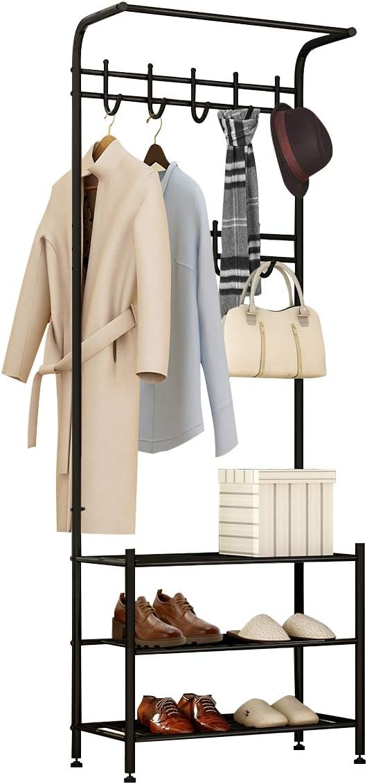 DUMEE Garment and Shoe Rack Coat Stand Shoe Rack free standing Heavy