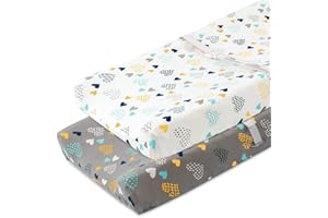 COSMOPLUS Stretch Fitted Changing Pad Cover 2 Pack Stretchy Changing Table Pad Covers for Boys Girls, Heart Pattern