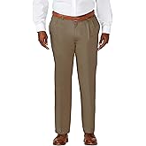 Haggar Men's Work to Weekend Hidden Expandable Waist Classic Fit Pleat Front Pant