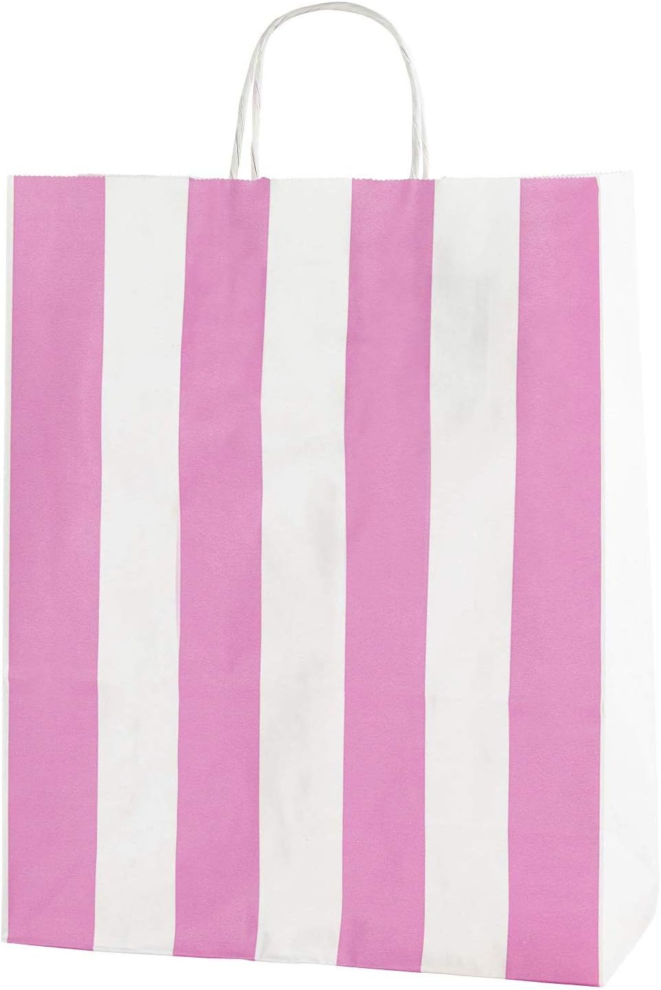 Thepaperbagstore 30 Light Pink/White Stripe Medium Paper Bags with Handles, 25x11x31cm