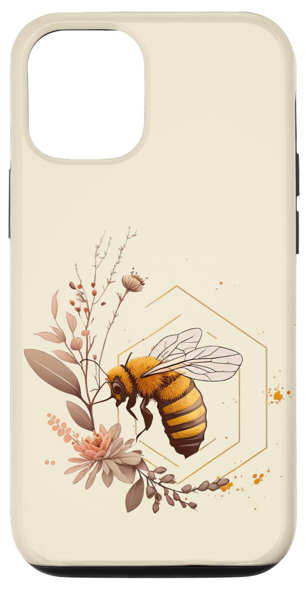 iPhone 13 Pro Honey Bee Gold with Peach Blossoms Case