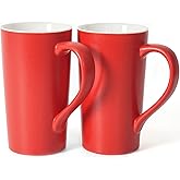 20 OZ Simple Pure Red Mug (Set of 2) Plain Large Tall Red Ceramic Milk Tea Coffee Mug with Handle as A Gift for Dad Mom Friends, 2pcs