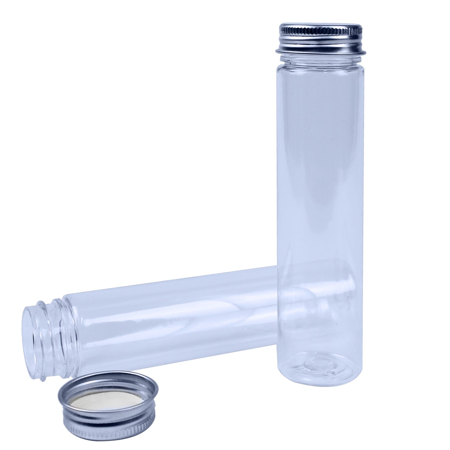 RainbowB 15 Clear Flatbottomed Plastic Test Tubes with Screw Caps