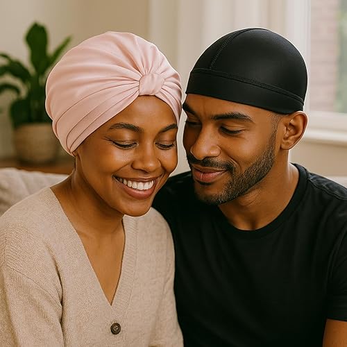 2PCS Silky Stocking Wave Cap for Men, Good Compression Over Durag
