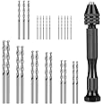 SeonFook 26Pcs Hand Drill bit Set Include Pin Vise Hand Drill and 25Pcs HSS Mini Drill Bit, Hand Drill Rotary Tool for Wood, Jewelry, Plastic, Craft Projects and Model Building, DIY Drilling