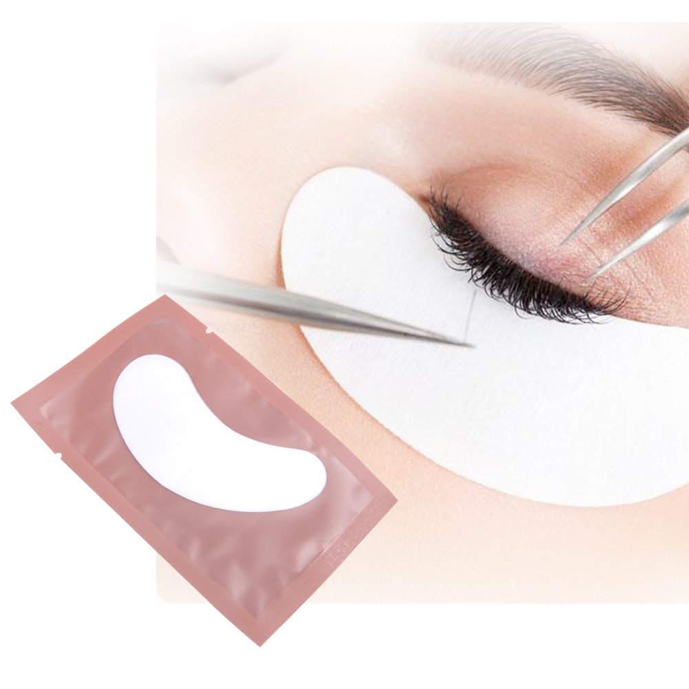 Eye Gel Pads 50 Pairs Eyelash Extension Under Eye Gel Pads Lint Free Eye Patches Eye Mask Beauty Tool Collagen Hydrogel Under Eye Patch (Pink)