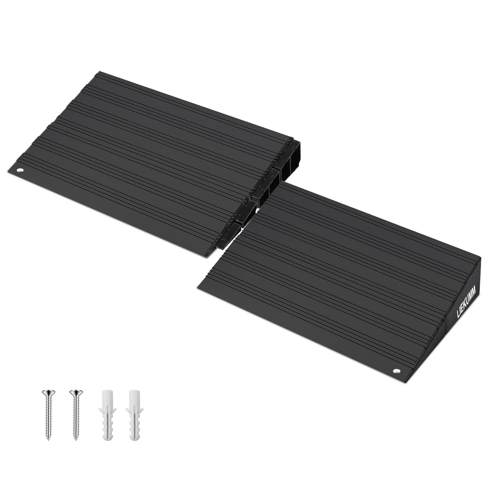 LIEKUMM Aluminium Wheelchair Ramp 5 cm Height, 2000 kg Load Capacity Detachable Threshold Ramp, Wheelchairs Ramps for Doorways, Steps, Ramps for Mobility Scooters, Trolleys, Black