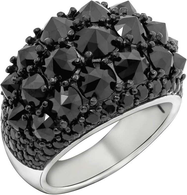 Diamonbliss Sterling Silver 5.50 ct Black Spinel Pyramid Faceted Fashion Ring
