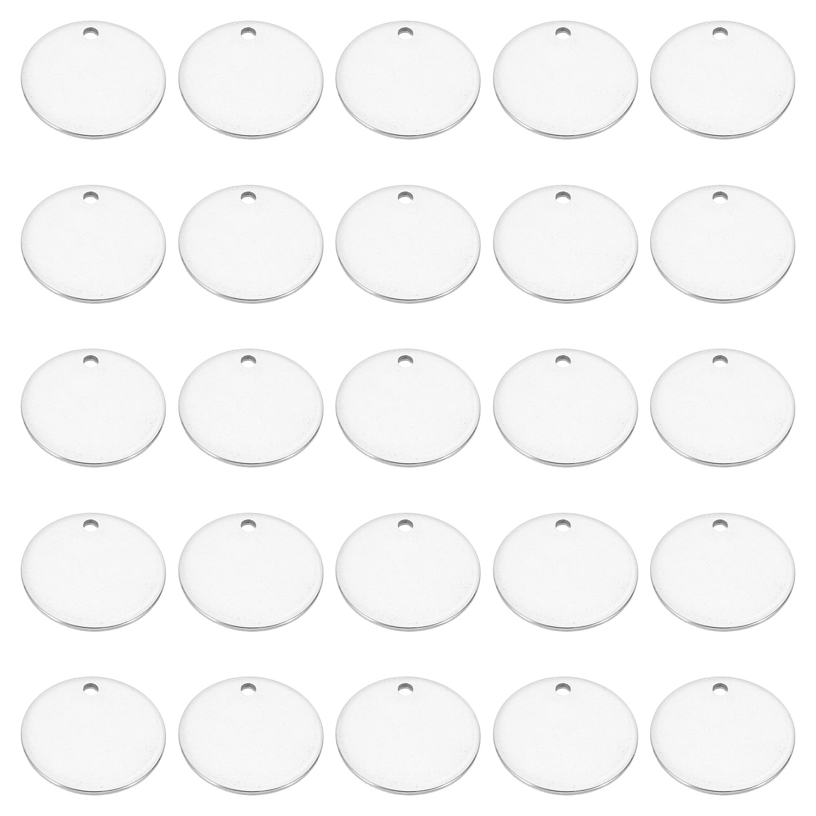 PATIKIL 12mm Steel Disc, 50pcs Metal Stamping Blanks Tags Circle Stainless Steel Pendants Round Metal Plate DIY with Hole for Laser Engraving Stamping Keychain Making, Silver Tone