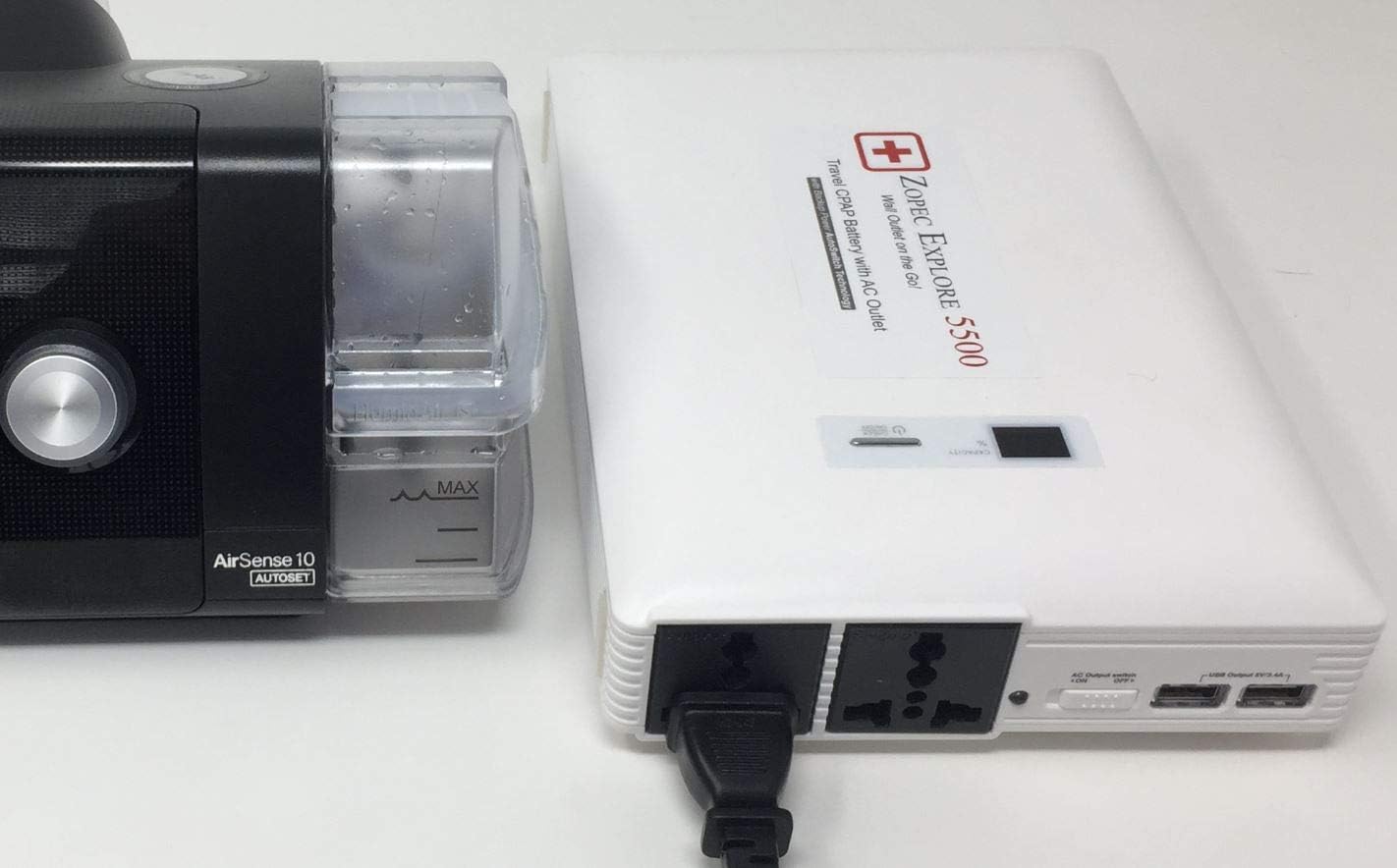 Zopec Explore 5500 CPAP Battery Backup Power Supply (2-3 Nights, 54,200 mAh). AutoSwitch and Uninterrupted Sleep in Power Outages! Works with All Machine Brands. FAA Compliant.