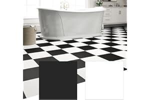 ZRJT 20-Pack 20 Sq.Ft Peel and Stick Floor Tiles Vinyl Matte Pattern Flooring, 12” x 12” Self Adhesive Vinyl Flooring DIY for Renter Kitchen, Bathroom, Laundry, Pure Black&Pure White