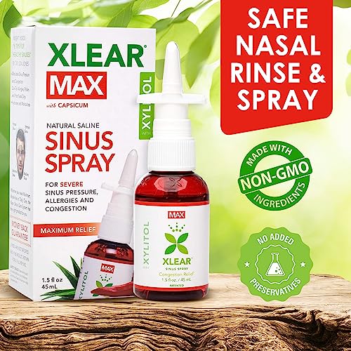 Xlear MAX Saline Nasal Spray, Natural Formula with Xylitol, Capsicum