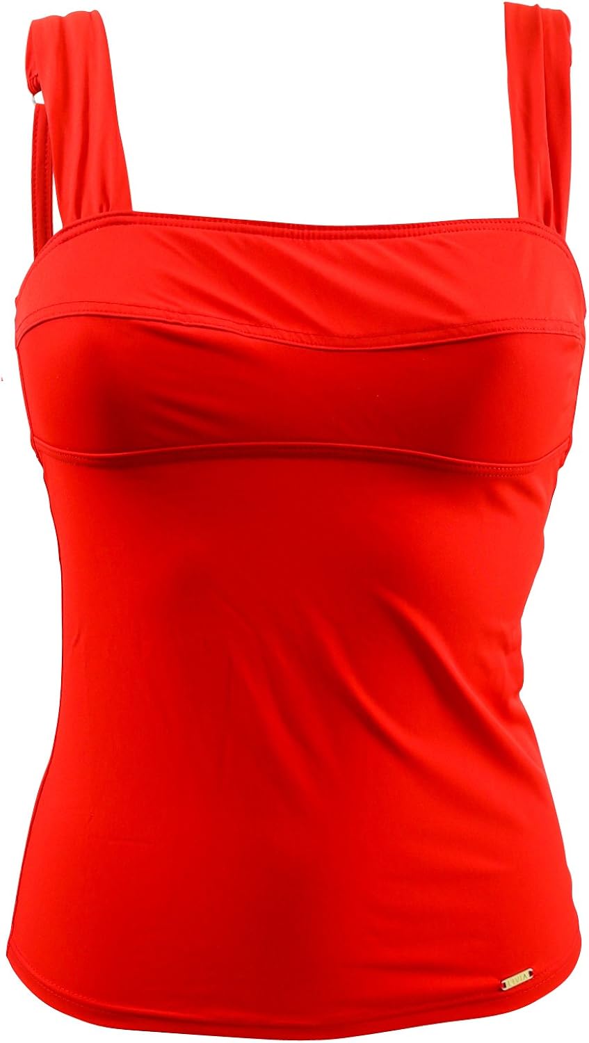 Livia Damen Bügellos TankiniOberteil, Gr. 38 (Herstellergröße 2), Rot
