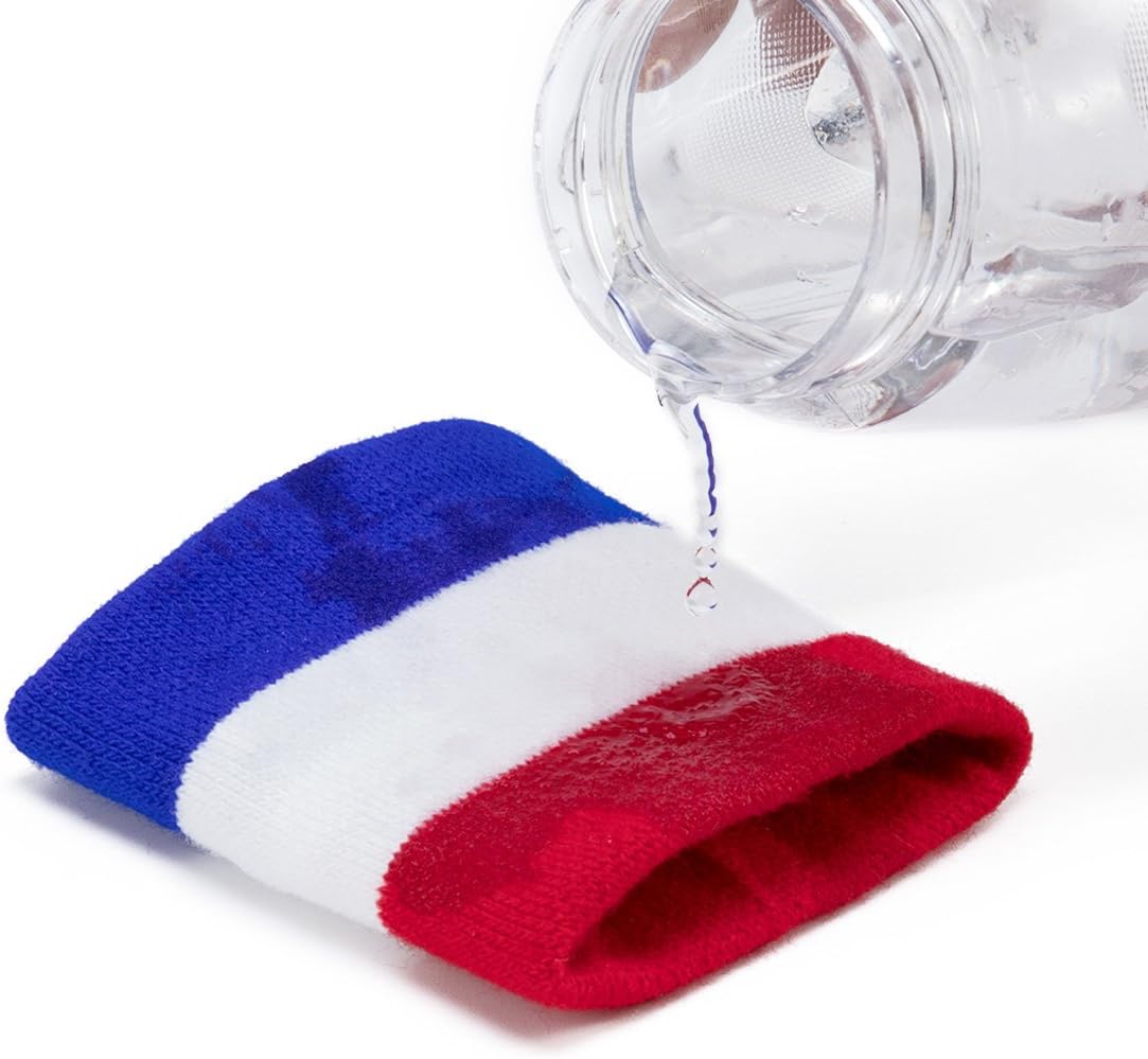 BEFORYOU 2 Sets Striped Sweatbands Set, 2 Pieces Sports Headband and 4 Pieces Wristbands Sweatbands Colorful Cotton Striped Sweatband Set American Flag Style for Men and Women (Red White and Blue) : Clothing