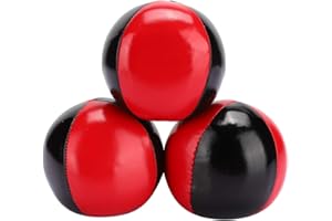 3PCS Juggling Ball Red Black PU Leather High End Portable EPS Fine Colloidal Particle Juggling Ball for Beginners Kids