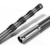 15FT Lightweight Carbon Fiber Telescopic Pool Pole | Carbon fiber, lightweight sturdy rust-proof, compact retracted size, portable, professional, cleaning pole, 1-1/4" standard