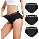 Carer Incontinence Underwear for Women Washable High Waisted Leak-Proof Reusable Absorbent Briefs 3-Pack, Black, XX-Large