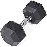 JFIT Rubber Hex Dumbbell Single, Knurled Grip Free Weight for Men &amp; Women, Strength &amp; Cardio Training Home Gym Workout