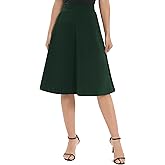 Urban CoCo Women's A-Line Elastic High Waist Flare Work Midi Knee Length Stretchy Skirt