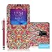 Galaxy Note 4 Case, Tradekmk(TM) Brand New Fashion High Quality Flip Leather Window View Design Display Caller ID Time Table Slim Fit Case Cover[Colored Drawing-Colorful Flower] Compatible with Samsung Galaxy Note 4[+Stylus]