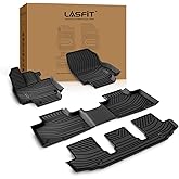 LASFIT Floor Mats for Toyota Highlander 2020-2025 2026 8-seat (Not for Hybrid) All Weather TPE Custom fit Floor Liner for Highlander car mats, Front and Rear 2 Row Mats.