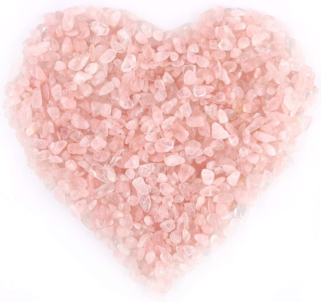 Hilitchi Quartz Stones Tumbled Chips Stone Crushed Crystal Natural Rocks Healing Home Indoor Decorative Gravel Feng Shui Healing Stones (About 1lb(450g)/Bag) (Rose Quartz): Home & Kitchen