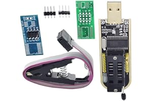 CH341 USB Programmer with SOP8 Test Clip for EEPROM 24CXX/25CXX/93CXX Online BIOS Programming – Metal Clip, Backup/Erase/Prog