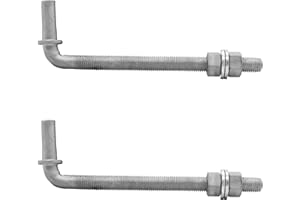 2 Pack 8" J-Bolt Gate Hinge, KINNAN J-Bolt Chain Link Fence Gate Hinge with 5/8" Male Hinge Pin, Galvanized Steel Farm Gate Hinges, Chain Link Gate Hardware,Nuts & Washers Included