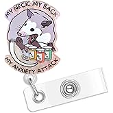 Possum My Neck, My Back, My Anxiety Attack Badge Reel, Funny Badge Reels Retractable, Name Badge Holder Reel ID Clip, Cute Animal Pediatric Decorative for Nurse Nurses Office Worker Teacher Student