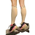 Physix Gear Calf Compression Sleeves for Women and Men - Calf Compression Sleeve for Running, Provides Calf Support and Shin Splints comfort, Compression Sleeves Calf for Enhanced, Beige/Nude, S/M