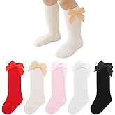 LGFKJNNJ Baby Girl Knee High Socks with Bows Soft Cotton Ruffle Long Stockings Smooth Sole Infant Toddler Uniform