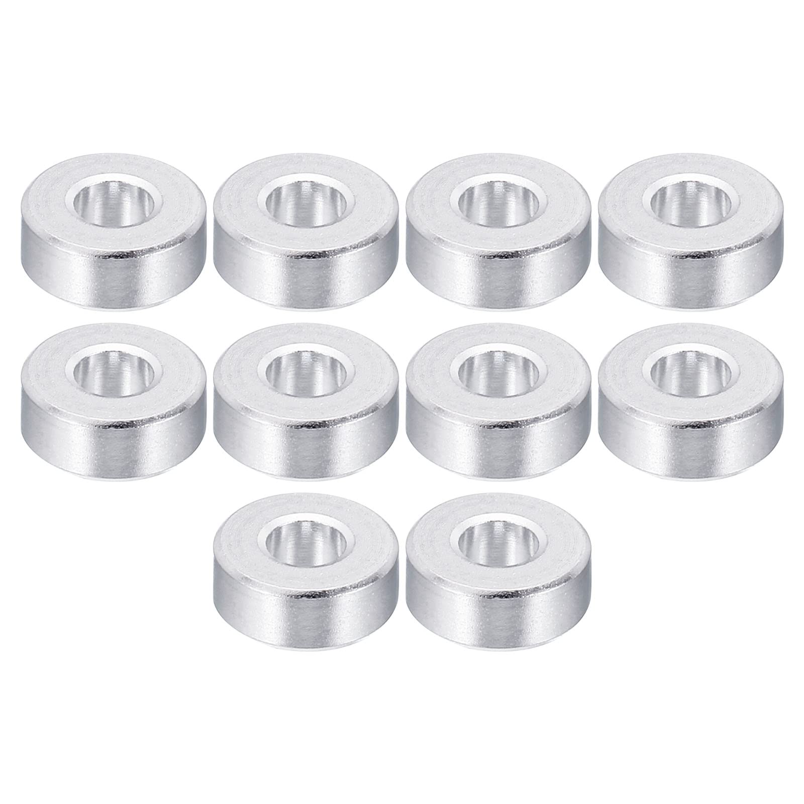 PATIKIL M4 Aluminum Spacer, 10 Pack 4.2mm ID x 10mm OD x 4mm L Metal Spacer Aluminum Round Plain Finish Spacer Screw Standoff for 3/16" or M4 Screw Bolts โ image 1