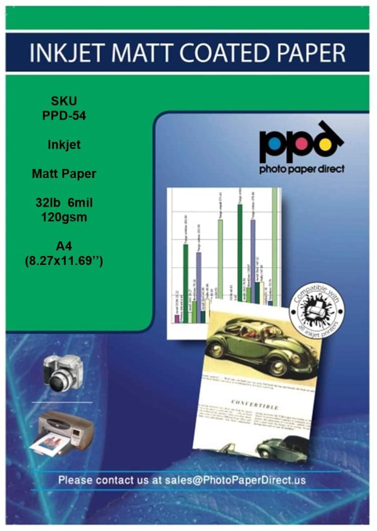 PPD 200 x A4 120gsm Matt Coated Inkjet Photo Quality Paper - Special Bulk Buy Deal PPD-54-100-BOGOF