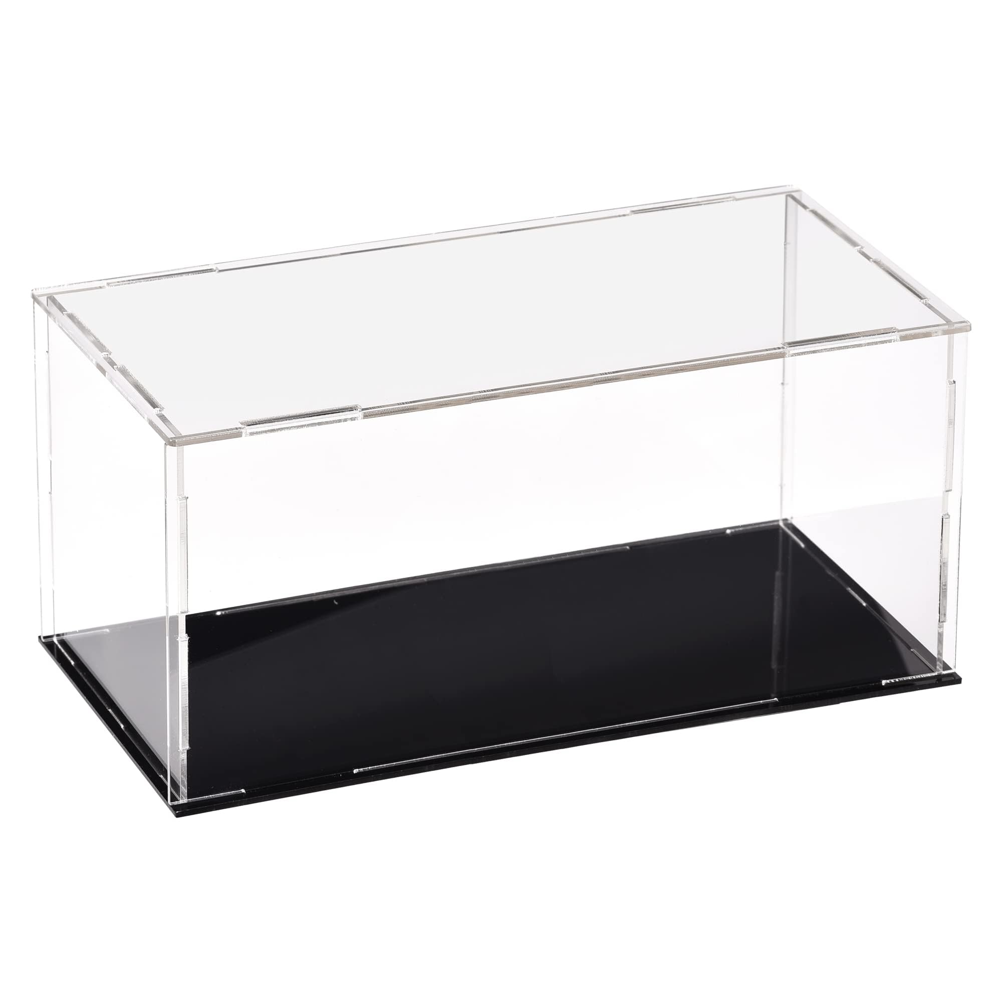 TA-VIGOR Acrylic Clear Display Case, 20 x 10 x 10cm Assemble Countertop Box Cube Organizer Stand Dustproof Protection Showcase with Black Base for Action Figures Toys Collectibles Home Storage — image 1