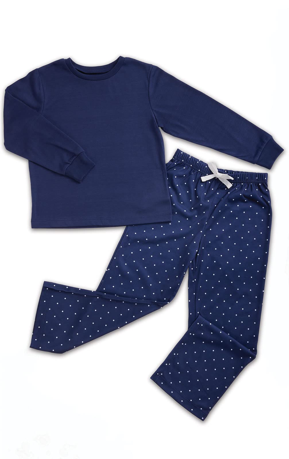 PajamaGram Kids Pajamas - Pajamas For Girls, Navy Polka Dot PJ, 10 Image