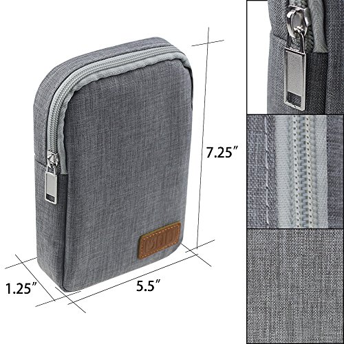Electronic Accessories Bag,Digital Gadget Organizer Case,Gray Nylon Travel Gear Storage Carrying Sleeve Pouch for Cable,USB,Earphones,Portable Hard Drives,Power Banks - Thumbnail 5