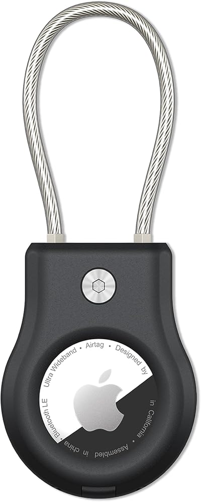 SCALLOP Airtag Holder with Wire Cable, Secure Keyring Case for Apple Air tag