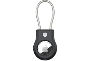 SCALLOP Airtag Keychain Holder, Air Tag Lock Case Holders with Wire Cable, Sturdy Protection Airtag Key Chain, Compatible App