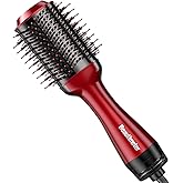 Beautimeter Blow Dryer Brush, Hot Air Brush One Step Hair Dryer and Styler Volumizer, 4 in 1 Negative Ionic Hair Styler with Oval Barrel for Smooth, Frizz-Free Hair Types, Red & Black
