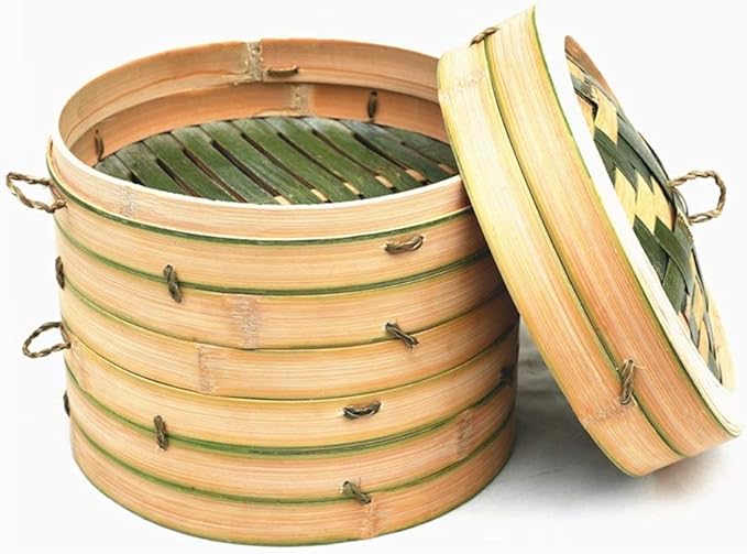 Chinese 12 Inch Handmade Food Wooden Steamer Bamboo Dim Sum Dumpling