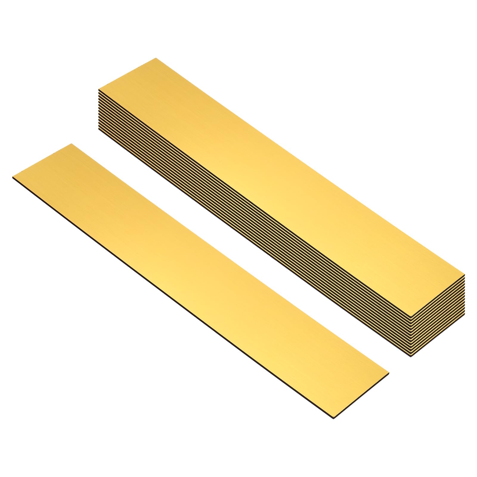PATIKIL 10x2inch Blank Name Plates, 15Pcs Custom Engraved Name Plate Rectangle Laser Engraving Blanks for Personalized Office Desk DIY Painting Supplies, Brushed Gold, Black